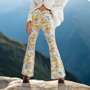 We The Free Yellow and White Floral Flare Pants